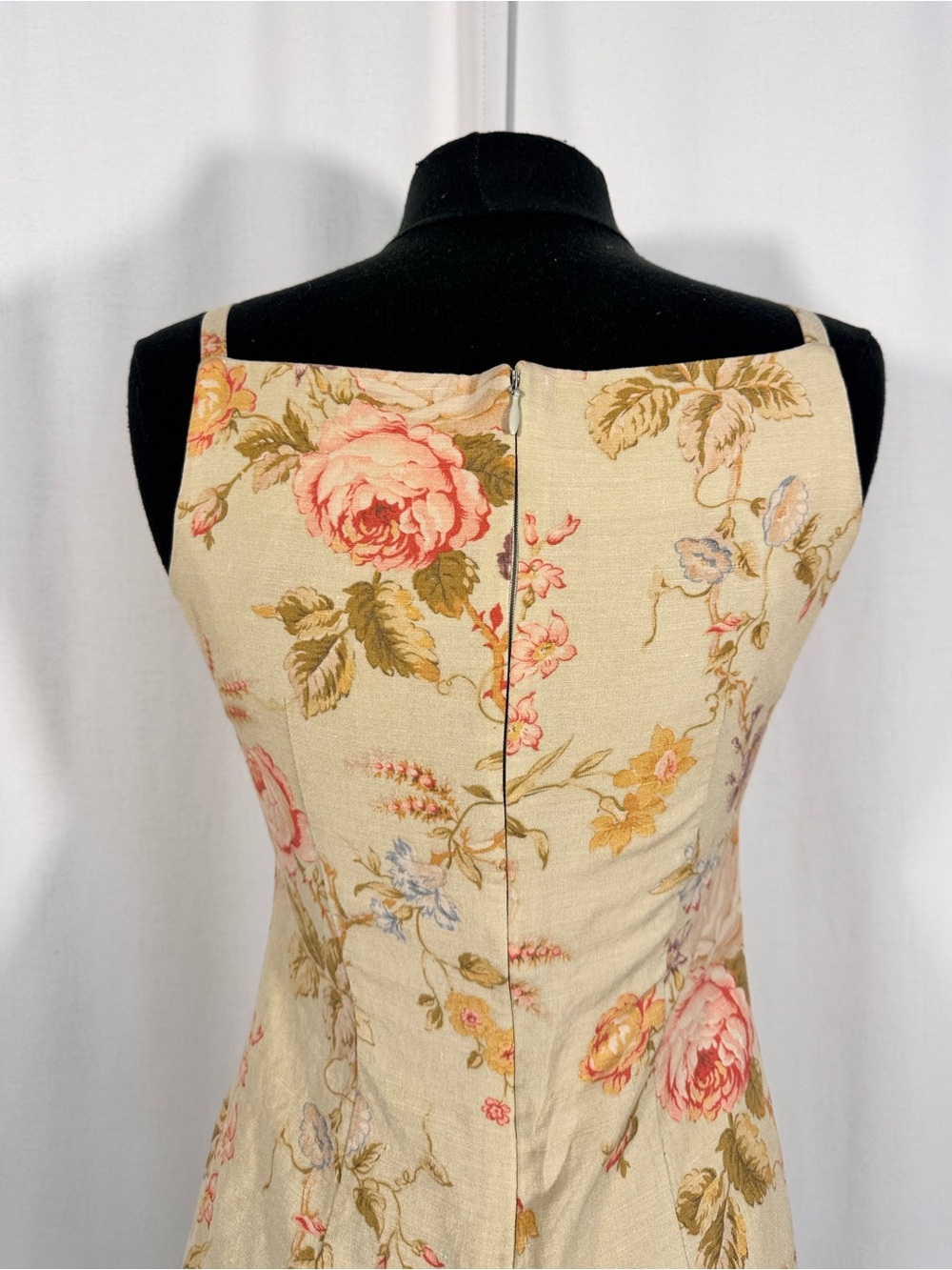 Vintage 90s Ann Taylor Floral Linen Blend Mini Dress - Picture 4 of 6